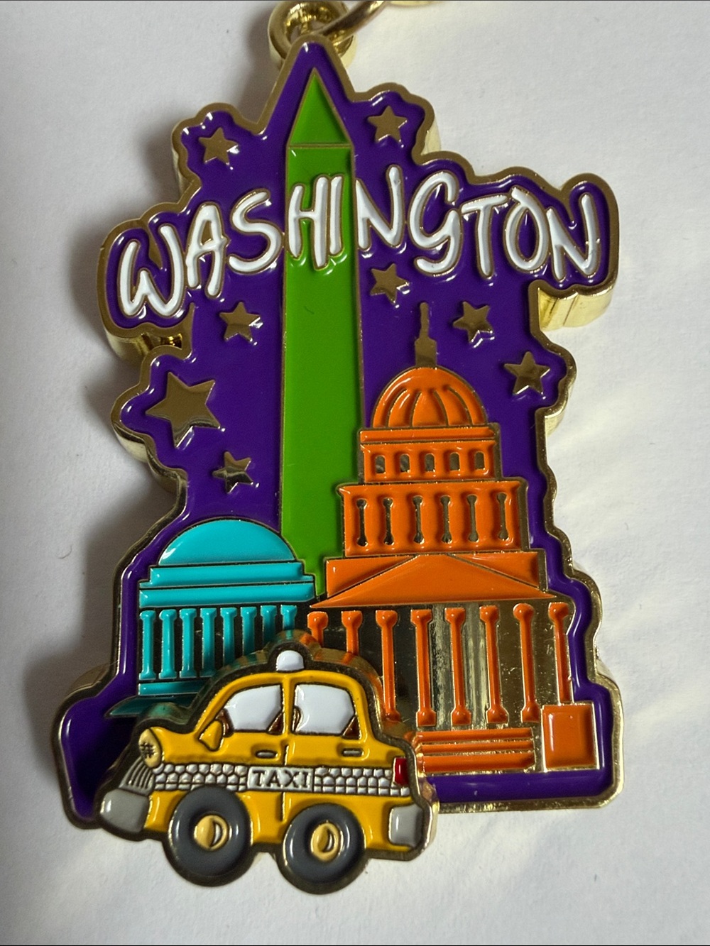 Washington Colorful Landmark Keychain - Gold Hardware